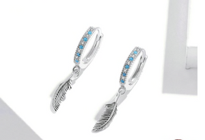 Turquoise Stone Feather Earrings