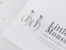 Load image into Gallery viewer, Round Feather Drop Dangle Earrings
